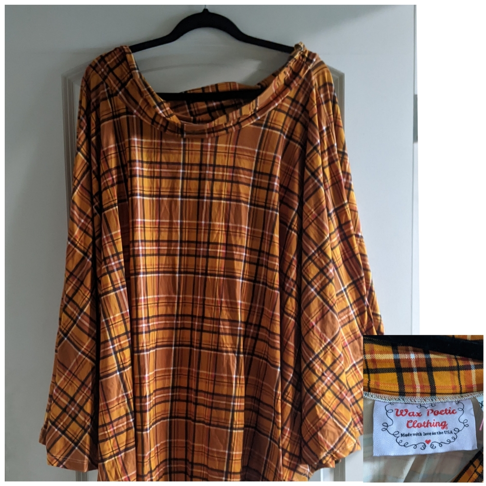 Orange plaid circle skirt, XXL